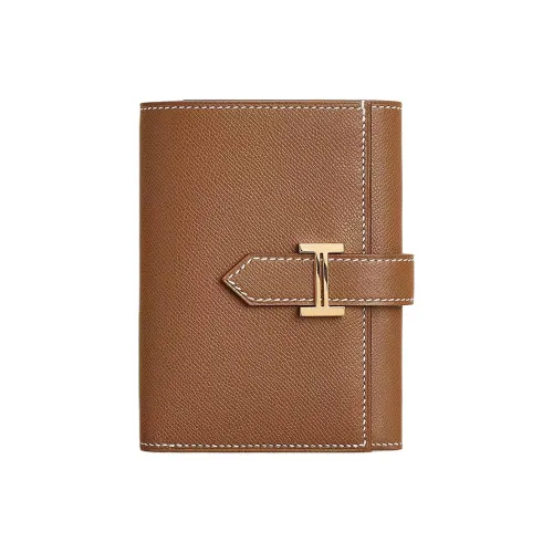 HERMES Bearn Madame Телячья кожа Кошелек Женские 37 Золотисто-коричневый