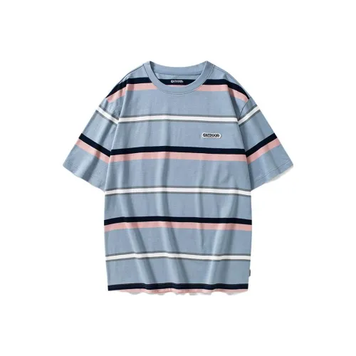 OUTDOOR PRODUCTS Голубой и розовый Многоцветные полосы Унисекс Футболка