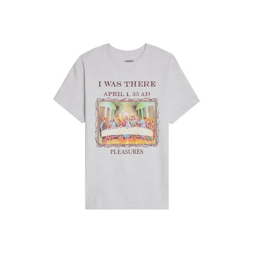 PLEASURES совместная брендированная серая мужская футболка T-Shirt