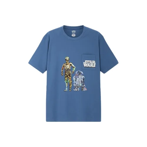 UNIQLO T-рубашка унисекс цвет озерно-синий