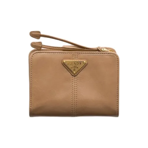 PRADA Кошелек из коровьей кожи маленький женский бежевый