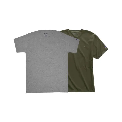 Champion Светло-серый + Армейский зеленый Унисекс T-рубашки