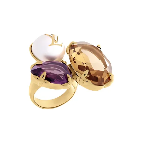 LOUIS VUITTON Металл Смола Жемчужный Циркон Кольца Женские Золотой