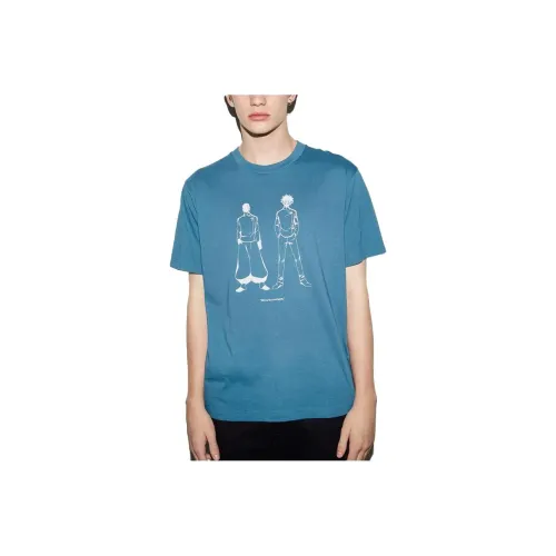 UNIQLO x Jujutsu Kaisen Коллаборационная футболка унисекс бирюзового цвета