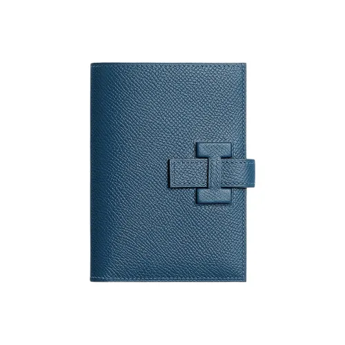 HERMES New H Passant Epsom Телячья кожа Кошелек Унисекс S4 Глубокий синий Темно-синий