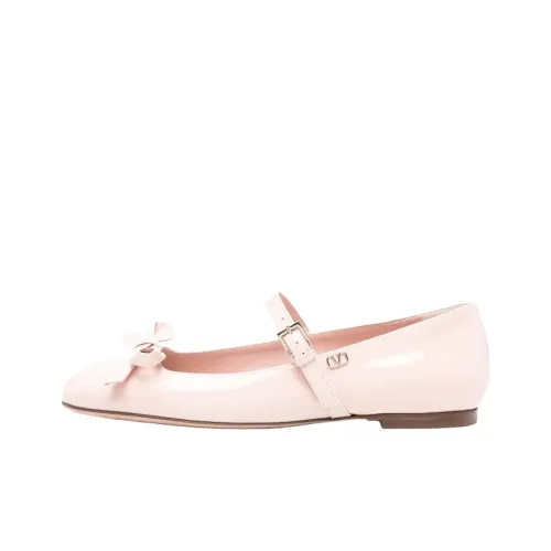 Valentino Romance Арочный Балетки Плоская подошва Туфли Мэри Джейн Женские Розовый