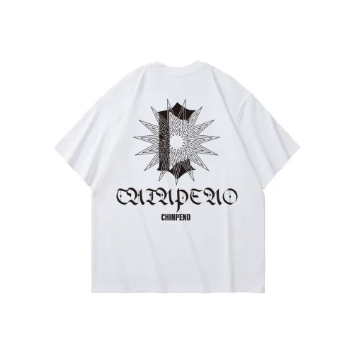 Chinpeno Американский Унисекс Gender Neutral Свободный крой Универсальный Круглый вырез Короткий рукав Т-рубашка Унисекс