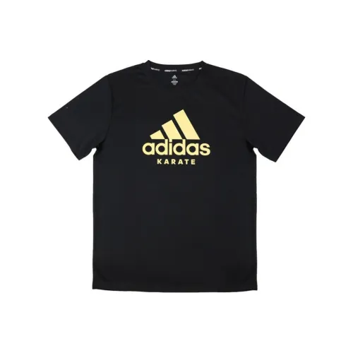 Adidas Черная основа с золотым логотипом Мужская футболка