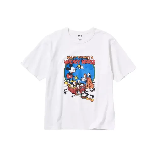 UNIQLO Дисней Co Бренд Белая Унисекс Футболка