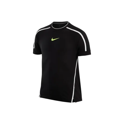 nike T-Shirt Мужской Черный Черный Неоново-Желтый