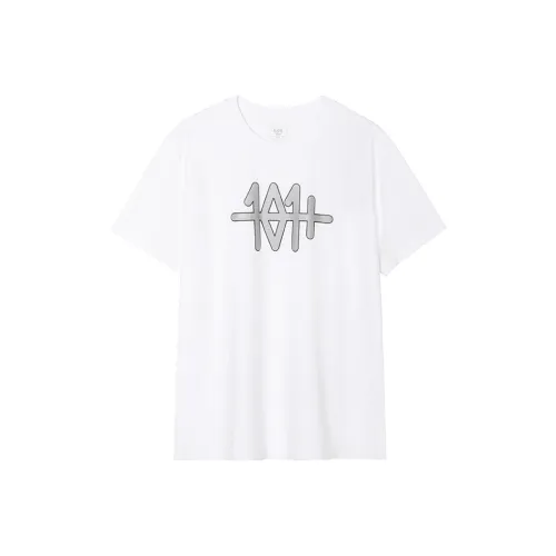 Мужская футболка с коротким рукавом модель Lee co-branded с оборванным плечом белого цвета