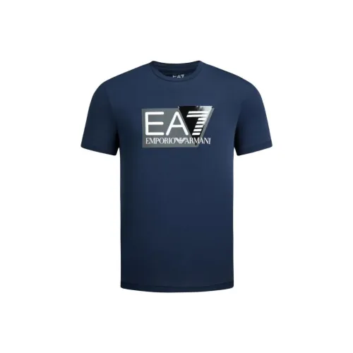 EMPORIO ARMANI EA7 SS24 T Рубашка Мужская Темно-синяя