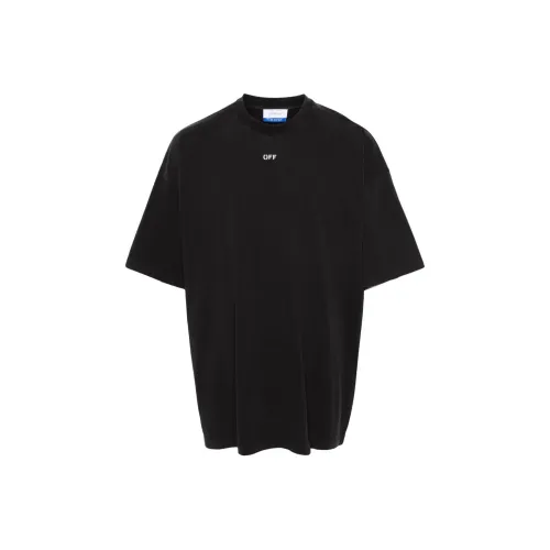 OFF Белая футболка обычный крой мужская черная