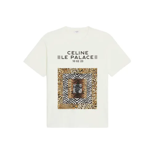 Celine Серый Белый Мужские T-Рубашки