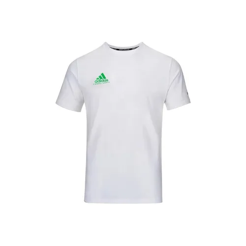 Adidas Белый с Зеленым Логотип Мужская Футболка