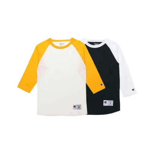 Champion Белое основание Желтый+Черный с белым Унисекс T Рубашки