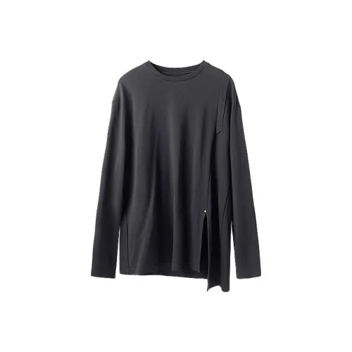 HUANXIANGZHE Длинный рукав Т-рубашка Унисекс Черный