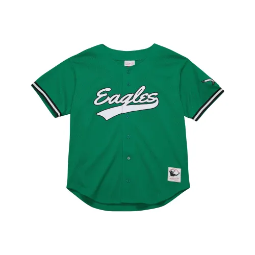 MITCHELL NESS On The Clock Сетка Пуговица Передняя часть Philadelphia Eagles T-Рубашка Мужская Зеленая