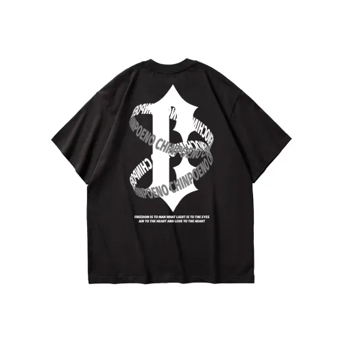 Chinpeno Американская монограмма с принтом свободный круглый вырез дышащая рубашка с короткими рукавами унисекс