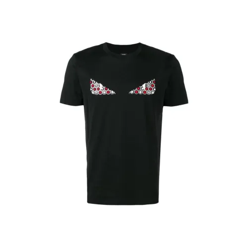 FENDI Красный глаз Глаза Принт Короткий рукав Т-рубашка Мужская Черная