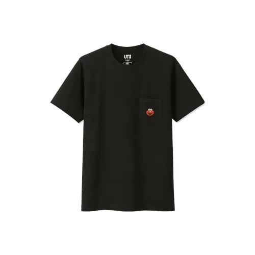 UNIQLO X SESAME STREET X KAWS совместная рубашка унисекс черного цвета