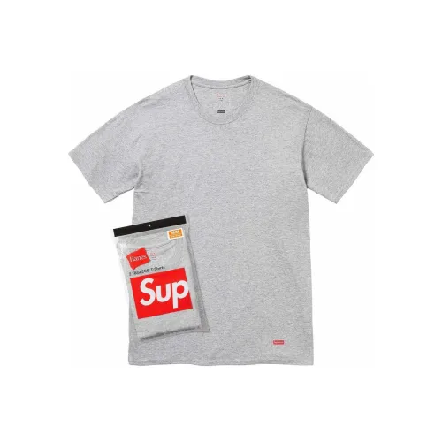 Supreme SS24 WEEK1 HANES® TAGLESS Tees 2 упаковки T-рубашка унисекс 2 упаковки Фотиния серый
