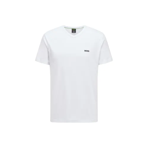 Hugo Boss Хлопок V-образный вырез Рубашка с логотипом Рубашка Мужская Белая