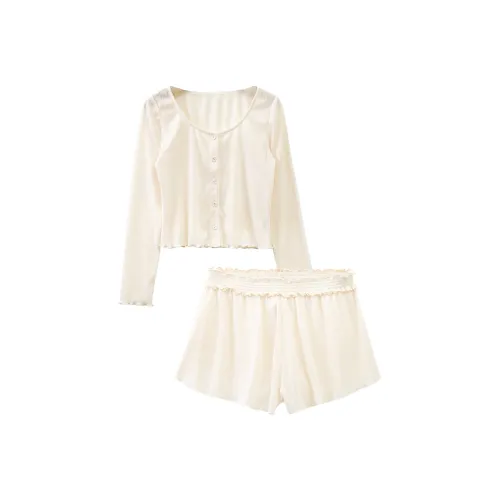 Lace Chili Пижамный комплект Женские Кремовый Белый