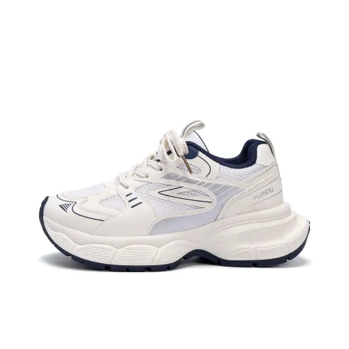 HUANQIU Дышащий Легкий Увеличение Высоты Низкий Топ Толстая Подошва Кроссовки Женские Белые Синие