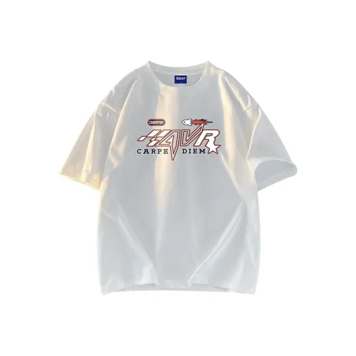 HAVR Свободный крой Дышащий Тяжелый Короткий рукав Т-рубашки Унисекс