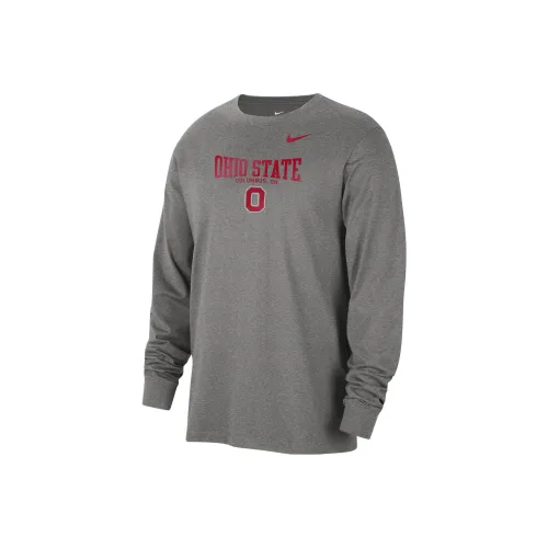 Nike College Круглый вырез Длинный рукав Т-рубашка Т-рубашка Мужская Серый