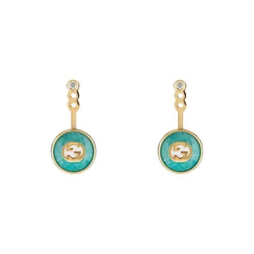 GUCCI Серьги с ромбом из 18К золота унисекс зеленый