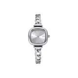 Серебряный корпус с белым циферблатом.