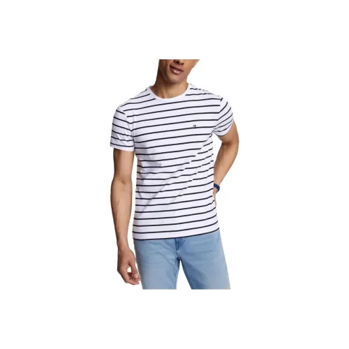 Tommy Hilfiger Slim Fit Stripe Эластичный Хлопок T-Рубашка Мужская Белая