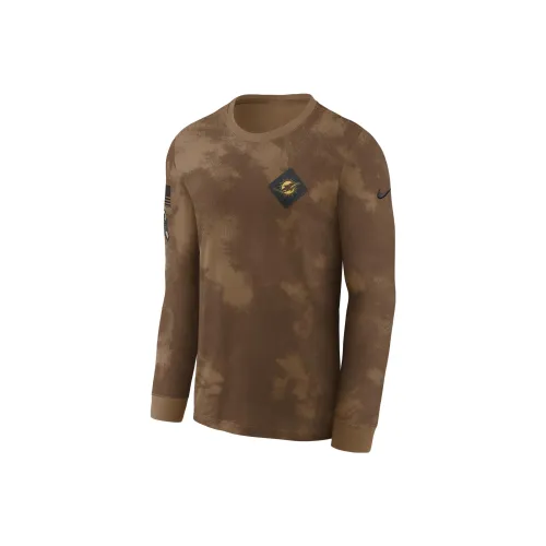 Nike Miami Dolphins Salute To Service NFL Длинный рукав футболка Мужская Коричневая