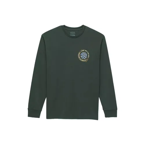 Vans Globe Circle Long Sleeve T-Shirt Рубашка Мужская Зеленая