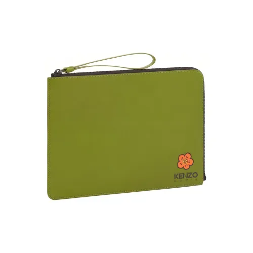 KENZO Кошелек из коровьей кожи клатч большой унисекс зеленый