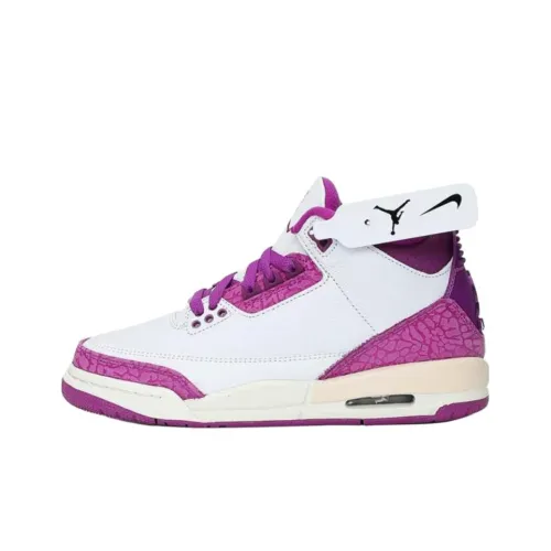 Jordan Air Джордан 3 Устойчивые к истиранию Низкие Кроссовки для Баскетбола Детские Белый Фиолетовый