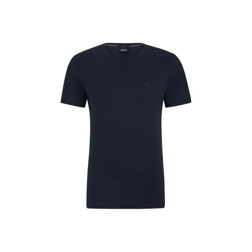 Hugo Boss Slim Fit рубашка из чистого хлопка с жидким отделкой мужская темно-синяя