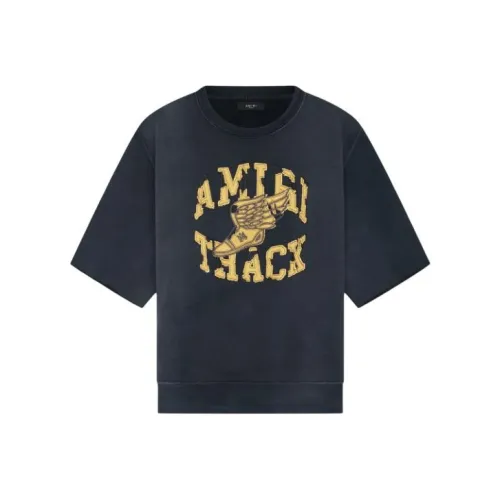 AMIRI Дорожка Cut Off Crewneck T Рубашка Мужская Темно-синяя