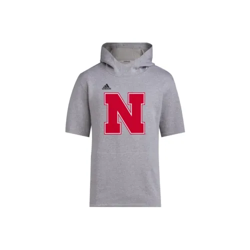 Adidas Nebraska Баскетбольная короткая рукавная толстовка T-рубашка мужская серая