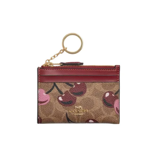 COACH Skinny Id Case Покрытый холст Картхолдер Мини Женские Коричневый Многоцветный