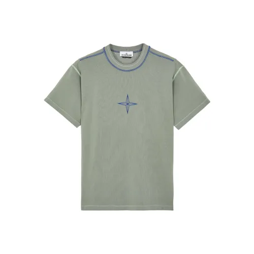 STONE ISLAND Шалфейно-зеленая мужская футболка