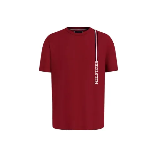 Tommy Hilfiger Вертикальный Stripe Monotype Логотип Arizona Красный T Рубашка Мужской Красный