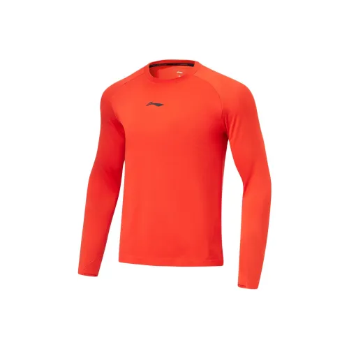 LINING Длинный рукав Т-рубашка Мужская Ярко-оранжевая
