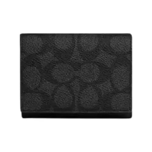 COACH Трехсекционный кошелек с покрытием из холста мини мужской черный