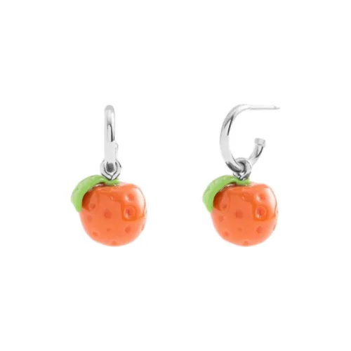 COACH Латунь с покрытием Смола CUBIC Циркон Титан Серьги Женские Апельсин