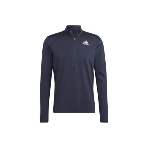 Adidas OWN THE RUN 1 2 ZIP Длинный рукав Т-рубашка Мужская Темно-синий