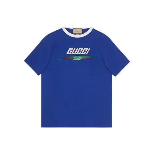 GUCCI Рубашка с принтом GUCCI мужская синяя