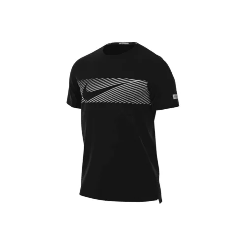 nike Dri FIT UV Короткий рукав Бег Топ T-Shirt Мужской Черный